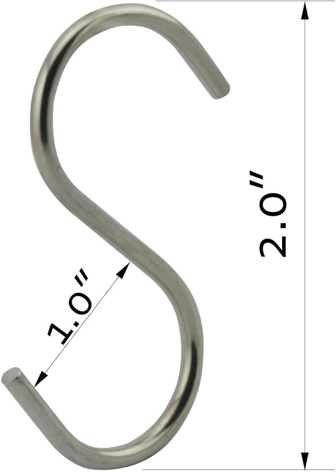 24-Pack 2 Inch S Shaped Hanging Hooks, Heavy-Duty Genuine Solid Polished Stainless Steel,for Jewelry, Key Ring,Kitchen Spoon Pot Multiple uses
