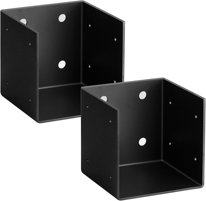 2 Pack 11 Gauge(3 mm Thick) Pergola Wall Mount Bracket for 6x6 Post,Inner Width:5-1/2" Joist Hanger,Black