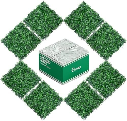 20"x20" Grass Wall,8PCS Artificial Boxwood Panels,4 Layers Plant Wall, Greenery Backdrop,Privacy Hedge Screen,Green Panels Decor for Outdoor Garden and Indoor Home Wedding