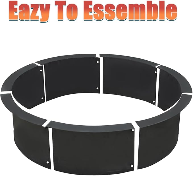 SoulMate Outdoor 35-Inch Outer/31-Inch Inner Fire Pit Ring,Duty Solid Metal Steel Round Firepit Rim Insert for DIY Fire Pits, Outdoor Above or In-Ground, Camping Garden Patio Backyard.