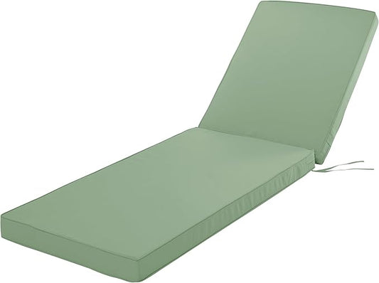 Chaise Lounge Cushion for Outdoor Furniture, Waterproof Fade and Tear Resistant Lounge Deck Chair Cushions for Patio Lawn Pool Resort Hotel, 72x21x3 Inch, Sage Green
