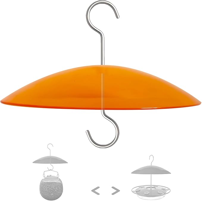 8" Mini Rain Cover for Bird Feeder/House - Orange Yellow Small Protective Dome Guard Against Rain/Snow/Sun - Dia. 20CM