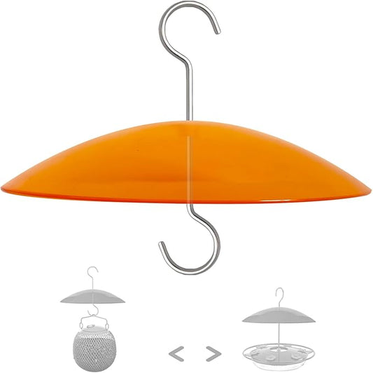 8" Mini Rain Cover for Bird Feeder/House - Orange Yellow Small Protective Dome Guard Against Rain/Snow/Sun - Dia. 20CM