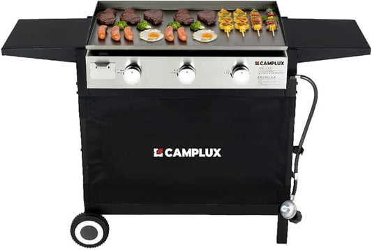 CAMPLUX ENJOY OUTDOOR LIFE Flat Top Grill Griddle,Camplux Propane gas outdoor grill Griddle Cooking Station for Camping,BBQ,Tailgating or Picnicking, Stainless Steel, Silver, Black