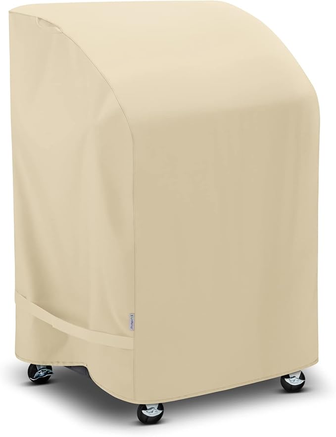SunPatio 2 Burner Grill Cover 32 Inch, Outdoor Heavy Duty Waterproof Small Gas BBQ Cover, UV & Fade Resistant, Compatible for Weber CharBroil Nexgrill and More Grills with Collapsed Side Tables, Beige