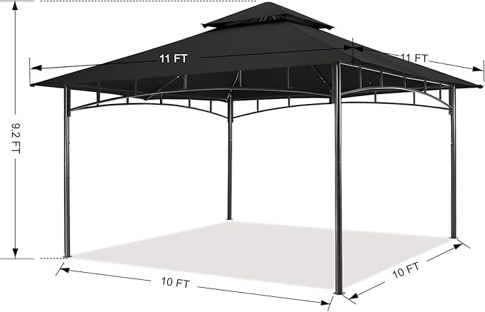 MASTERCANOPY Outdoor Garden Gazebo for Patios with Stable Steel Frame (11x11, Black)
