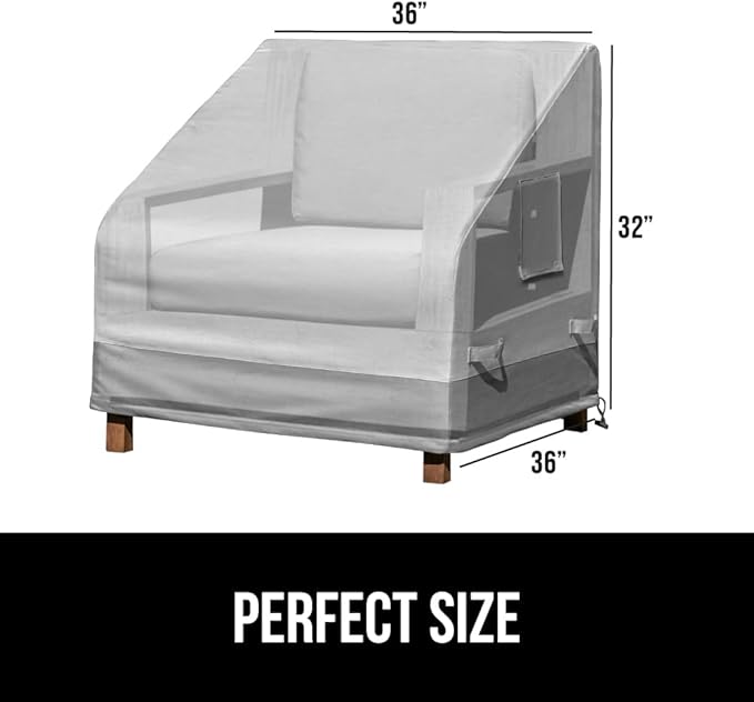 GORILLA GRIP Waterproof Medium Outdoor Patio Chair Cover, 2 Pack, 36 Inch, Adjustable Furniture Covers Sets for Winter, Keep Cushions Dry, Protects from Sun, Snow, Rain, Windproof, UV Coated