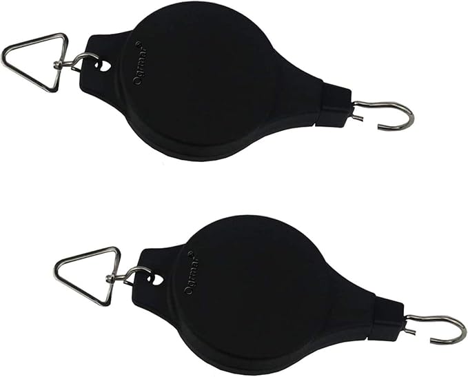 Ogrmar 2PCS Plant Pulley Retractable Pulley Plant Hanger Hanging Flower Basket Hook Hanger for Garden Baskets Pots and Birds Feeder in Different Height Lower and Raise Pack of 2 (Black)