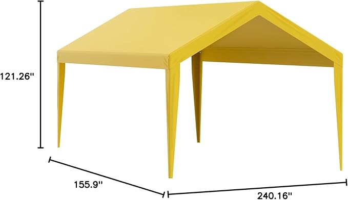 VEVOR Carport Replacement Canopy Cover 10 x 20 ft, Garage Top Tent Shelter Tarp Heavy-Duty Waterproof & UV Protected, Easy Installation with Ball Bungees,Beige (Only Top Cover, Frame Not Include)