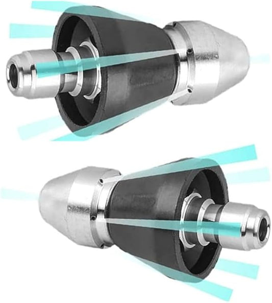2 Sets Pressure Cleaning Machine - Sewer Nozzle Set, Front & Rear Nozzles, Stainless Steel 1/4" Quick Connector, 5000 PSI