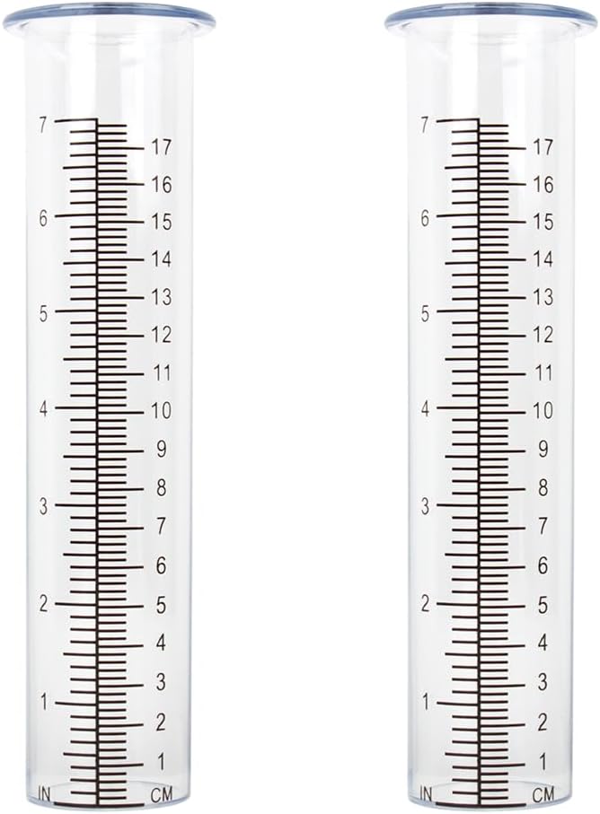 2 Pack Plastic Rain Gauge Replacement Tube with 7 Inch Capacity Freeze Proof Rain Water Gauge for Garden Yard Outdoor