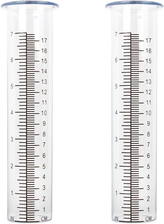 2 Pack Plastic Rain Gauge Replacement Tube with 7 Inch Capacity Freeze Proof Rain Water Gauge for Garden Yard Outdoor