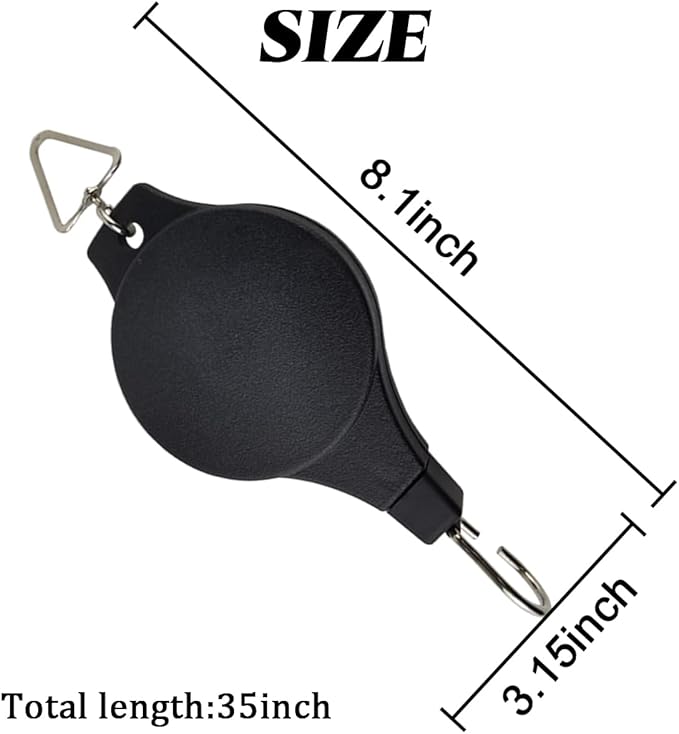 TIHOOD 4PCS Retractable Plant Pulley Hanging Basket Hooks with Ceiling Hooks, Adjustable Rope Clip Hanger for Garden Hanging Basket Pots Indoor & Outdoor Use