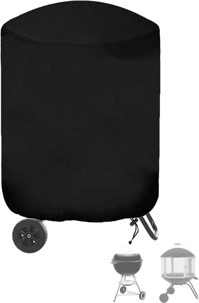 SheeChung Outdoor Fireplace Cover for Fire Sense 01471 Fire Pit,Waterproof Round Grill Cover 30 Inch,Heavy Duty 600D Outside Round Covers for BBQ Grill Smoker,UV Resistant,30" Dx43 H