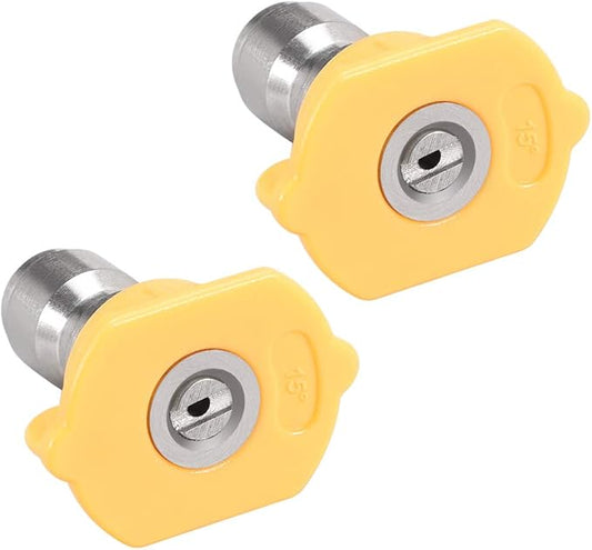 uxcell Pressure Washer Spray Nozzle Tips, 1/4" Stainless Steel, 2 Pcs (15 Degree, 1.6mm Orifice Diameter)