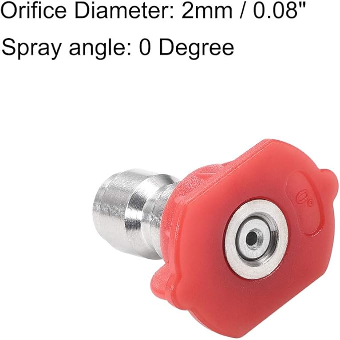 uxcell Pressure Washer Spray Nozzle Tips, 1/4" Stainless Steel, 2 Pcs (0 Degree, 2mm Orifice Diameter)