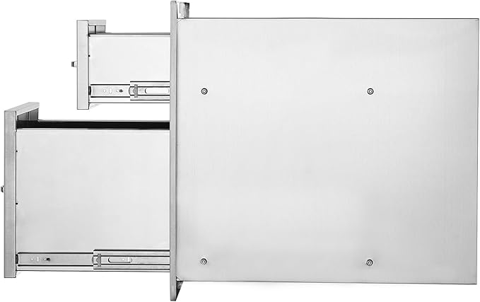VEVOR Outdoor Kitchen Drawers 13" W x 20.5" H x 21" D, Flush Mount Double BBQ Access Drawer with Stainless Steel Handle, BBQ Island Drawers for Outdoor Kitchens or Patio Grill Station