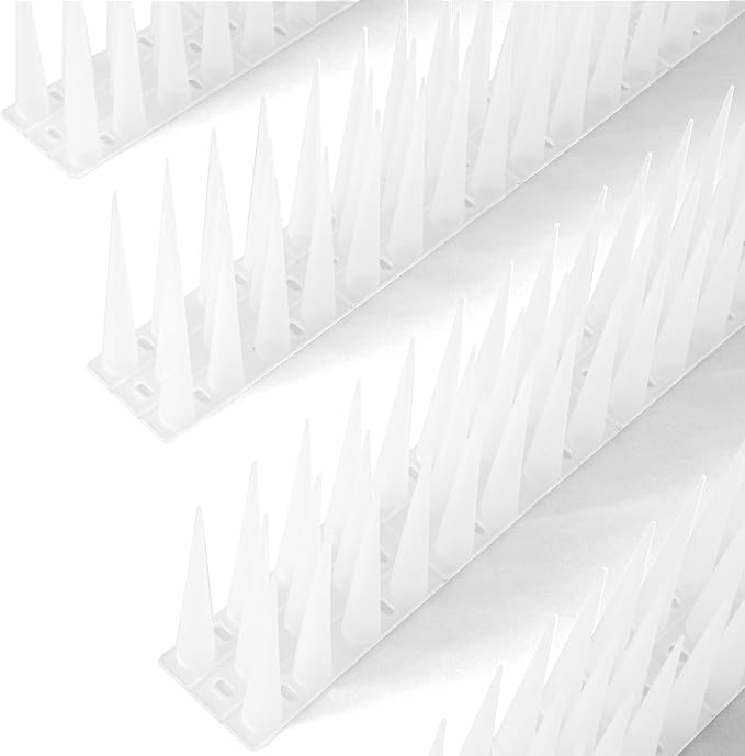 OFFO Bird Spikes Pigeon Outdoor Spikes for Cat Keep Birds Raccoon Woodpecker Away Covers 60 Feet(18.3m), Frosted White