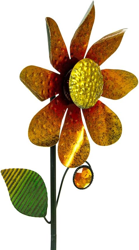 2Pack Garden Wind Spinners,Metal Wind Sculptures Outdoor Windmill Flower Pinwheel Decorations for Yard Lawn Patio Decor