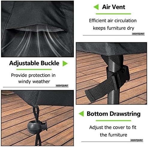 Patio Furniture Covers Waterproof, Heavy Duty 600D Outdoor Furniture Covers for Outdoor Dining Table and Chair,Tear Resistance and Anti-UV, 74"L x 47"W x 28"H, Black with White Border