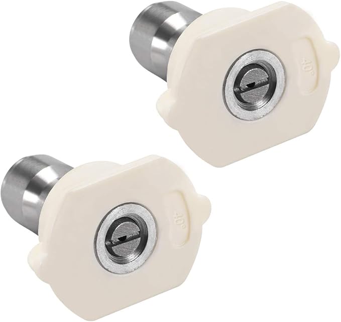 uxcell Pressure Washer Spray Nozzle Tips, 1/4" Stainless Steel Flat Fan, 2 Pcs (40 Degree, 1.2mm Orifice Diameter)