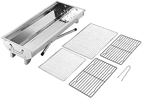 Uten Portable Charcoal Grill, Stainless Steel Folding BBQ Grill and Smoker, Barbecue Grill for Outdoor Cooking Camping Hiking Picnics Garden Beach Party BBQ Tools (Large)