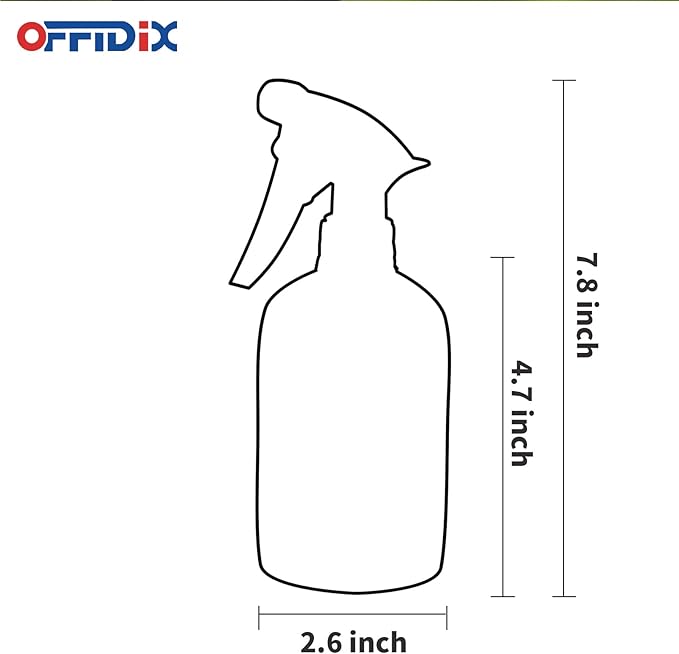 OFFIDIX Glass Spray Bottle,Plant Mister,Pressure Watering Can,Water Spray Bottle with Adjustable Nozzle,0.43L/15.17oz Handheld Spray Bottles for Outdoor Indoor Garden,Cleaning Solutions（Frosted Clear）