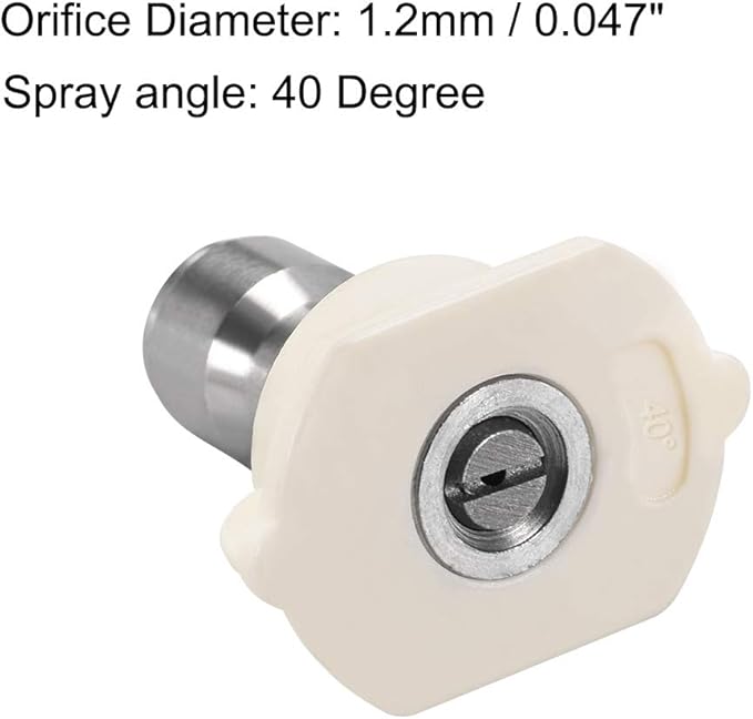 uxcell Pressure Washer Spray Nozzle Tips, 1/4" Stainless Steel Flat Fan, 2 Pcs (40 Degree, 1.2mm Orifice Diameter)