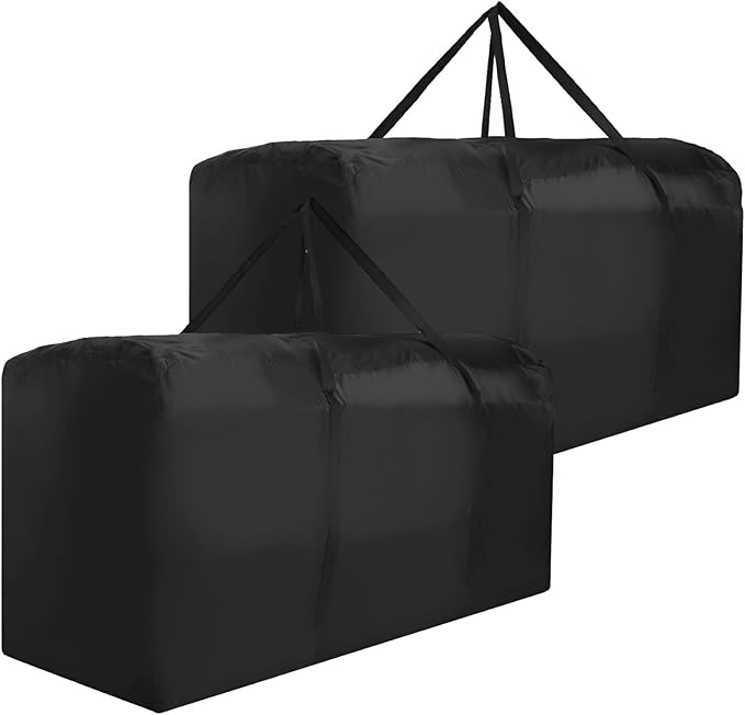 Patio Cushion Storage Bag Waterproof Extra Large Protective Zippered Outdoor Cushion Storage Bags Furniture Storage Bag with Handles, 68" L x 30" W x 20" H (2 Pack)