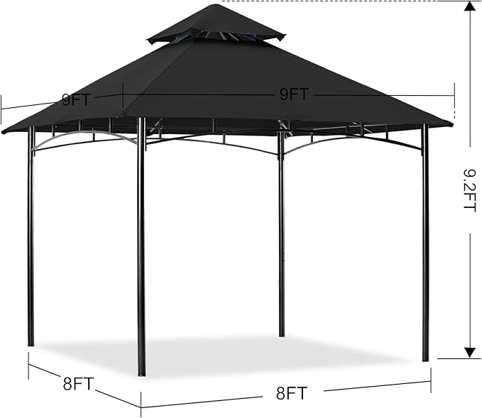 MASTERCANOPY Outdoor Garden Gazebo for Patios with Stable Steel Farme (9x9, Black)