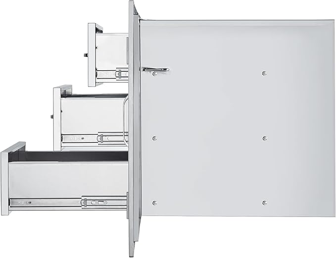 VEVOR BBQ Island Drawers 38.1W x 22.6H x 20.8D, Outdoor Kitchen Door Drawer Combo Cabinets, BBQ Access Door/Triple Drawers Combo, Stainless Steel Handles, Perfect for BBQ Island Patio Grill Station
