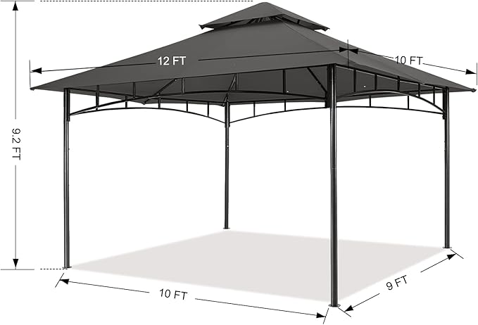 MASTERCANOPY Outdoor Garden Gazebo for Patios with Stable Steel Frame (10x12, Dark Gray)