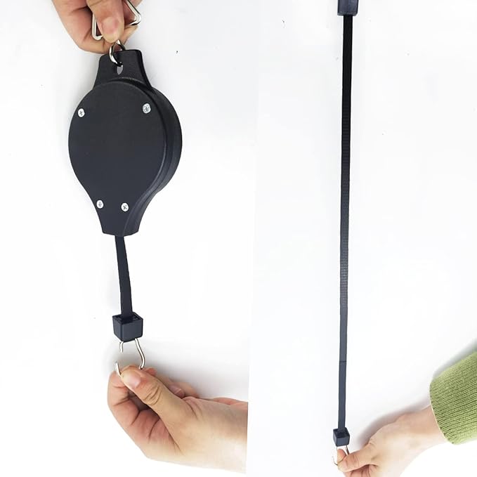 TIHOOD 4PCS Retractable Plant Pulley Hanging Basket Hooks with Ceiling Hooks, Adjustable Rope Clip Hanger for Garden Hanging Basket Pots Indoor & Outdoor Use