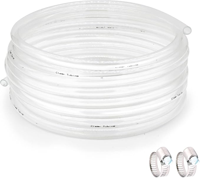 1’’ ID × 1-1/4’’ OD - 50 ft Clear Plastic Vinyl Tubing, Flexible PVC Hose Lightweight Non-Toxic vinyl Tube for Transfer Water Air Oil