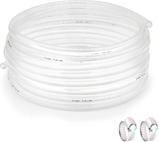 1’’ ID × 1-1/4’’ OD - 50 ft Clear Plastic Vinyl Tubing, Flexible PVC Hose Lightweight Non-Toxic vinyl Tube for Transfer Water Air Oil