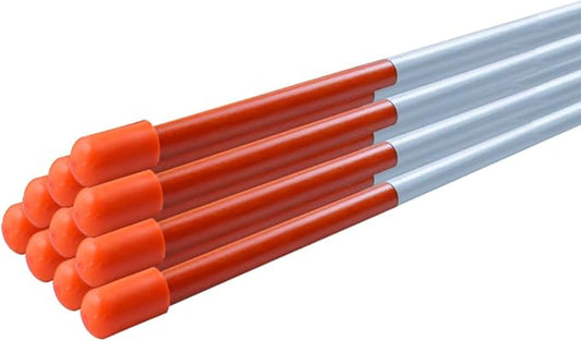 10 pcs Driveway Reflective Markers - 48 inch Snow Stakes with Highly Visible Reflective Tape, 1/4 inch Dia Snow Pole Stake for Parking, Home, Road