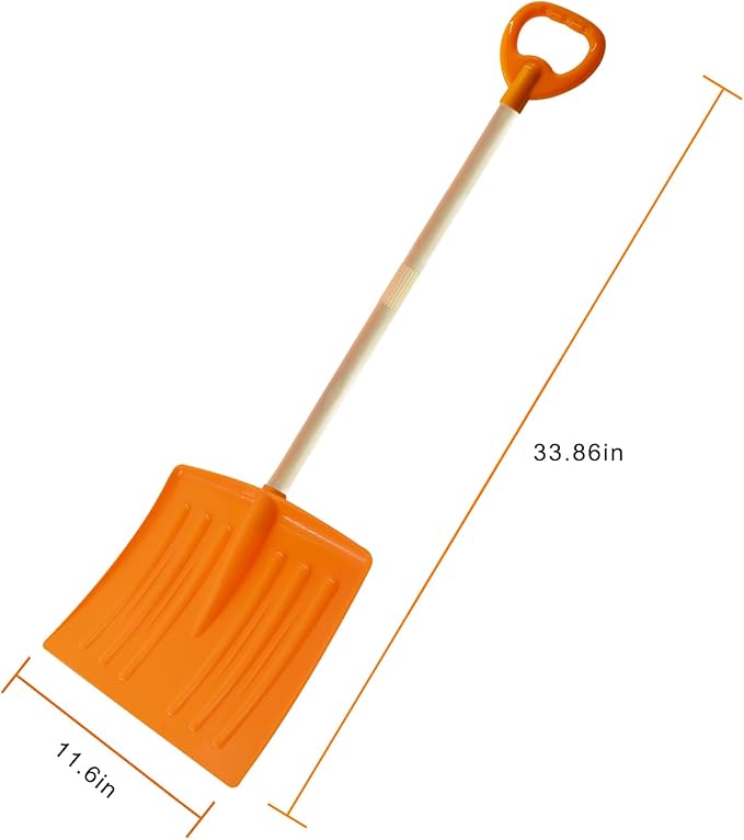 Snow Shovels for Kids, 3PCS 34" Long Plastic Kids Snow Shovel, Gifts for Boys and Girls Age 5-12 Birthday Christmas(Orange)