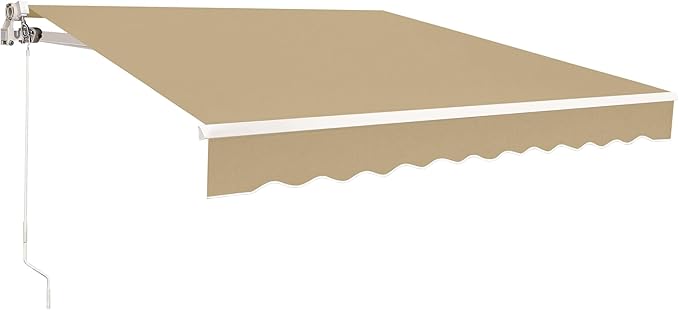 MCombo 9.9x7.8 Feet Manual Retractable Patio Door Window Awning Sunshade Shelter Outdoor Canopy, 0810 (Beige, 9.9'(L) x 7.8'(W))