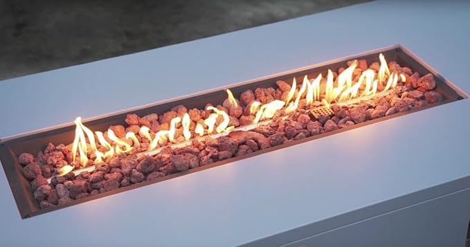 Onlyfire Premium 60” Outdoor Fire Pit Table with Lava Rocks& 12FT Hose, Large Propane Gas Firepit, Smokeless Fireplace 60,000BTU, Flame Adjustable for Backyard Patio Bonfire Party, Iron Patio Heater