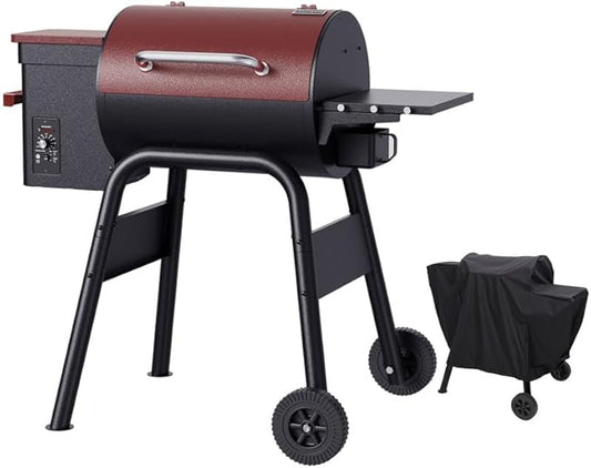 Pellet Smoker Grill Wood Pellet Electric Bbq Grills For Outdoor Grill With Auto Feed & Pid Temperature Control 180-425°F, 456 Sq.In Cook Area, 6-In-1 Bbq Grill & Rain Cover For Backyard