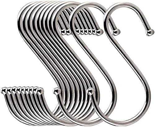 16 Pack 4.7 Inches Extra Large S Shape Hooks Heavy-Duty Metal Hanging Hooks Apply Kitchenware Bathroom Utensils Plants Towels Gardening Multiple uses Tools (Silver)
