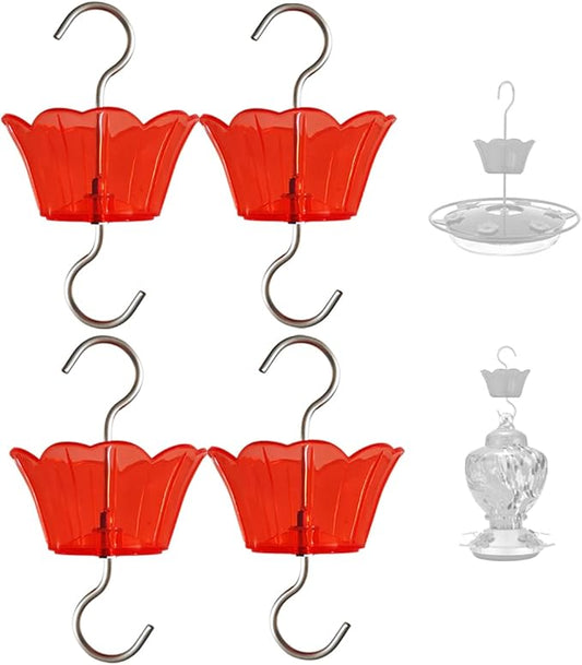 Ant Moat for Hummingbird Feeder - 3 OZ x 4 Pack Red Insect Guard with Large Capacity