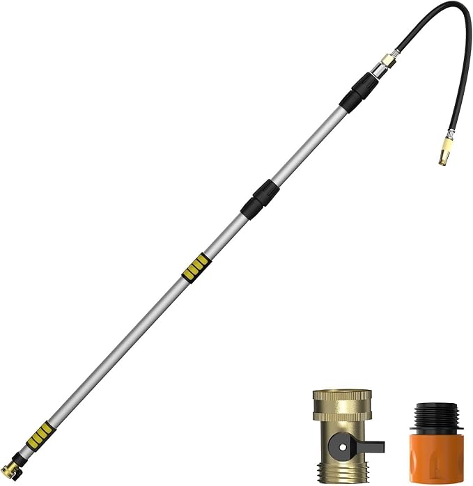 20FT Reach Gutter Cleaning Tools from Ground, Telescopic Rain Gutter Cleaners Tool with Quick Connect Adapter and Bendable Wand for 2nd Story House