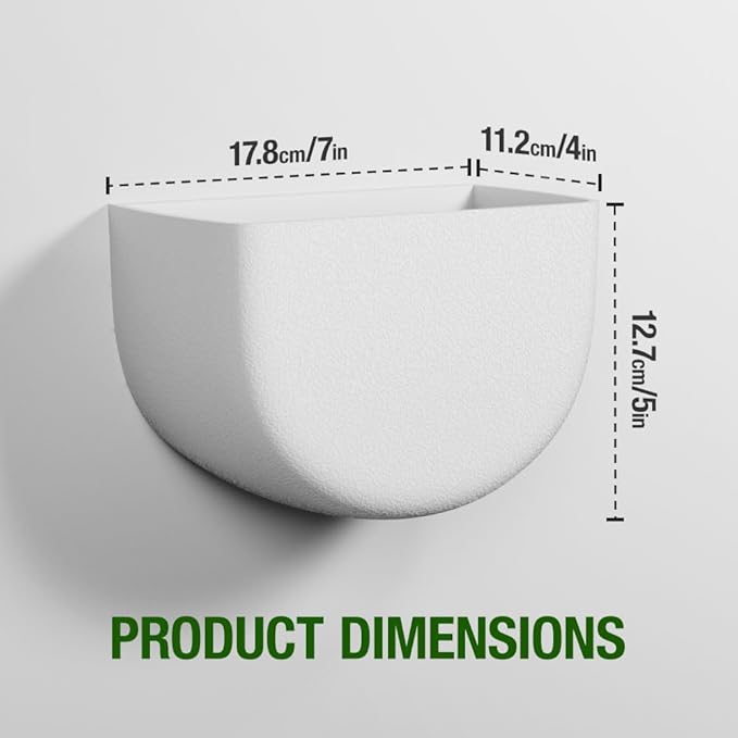 2 Pack Wall Hanging Planter Pots for Indoor and Outdoor Plants, 7 Inch Half-Moon-Shaped Plastic Wall Planter, Wall Mounted Succulent Planters (White)