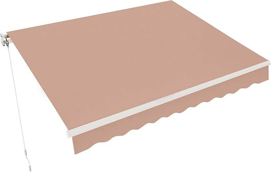 MCombo 11.5x9.5 Feet Manual Retractable Patio Door Window Awning Sunshade Shelter Outdoor Canopy,1210 (Beige, 11.5'(L) x 9.5'(W))