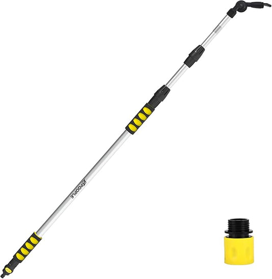 12ft (20ft Reach) Gutter Cleaning Tools from The Ground, Telescoping Rain Gutter Cleaner Tool, 270° Rotatable Gutters Cleaning Wand, Gutters Cleaning Hose Attachment & Connection Adapter