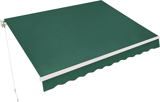 MCombo 11.5x9.5 Feet Manual Retractable Patio Door Window Awning Sunshade Shelter Outdoor Canopy, 1210 (Green, 11.5'(L) x 9.5'(W))
