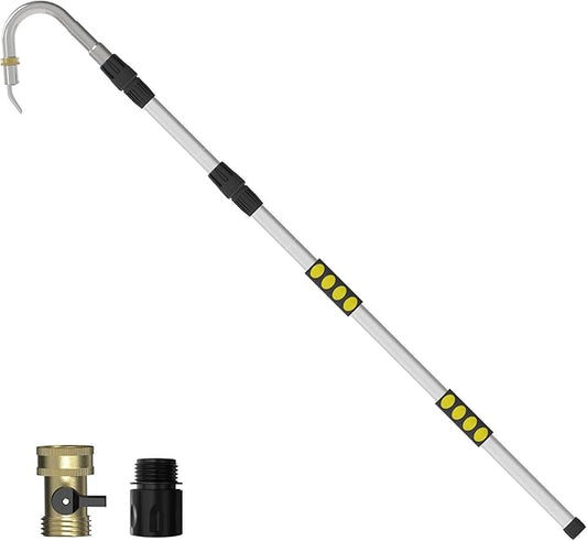 24FT Reach Gutter Cleaning Tools from Ground, Telescopic Rain Gutter Cleaners Tool with Quick Connect Adapter and Heavy Duty Wand for 2nd Story House