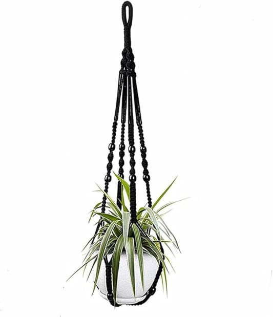 3 ft Macrame Plant Hanger Indoor Handmade Large Long Wall Window Black Hanging Planters Holder Outdoor Boho Home Decor Ceiling Basket Hangers Plants