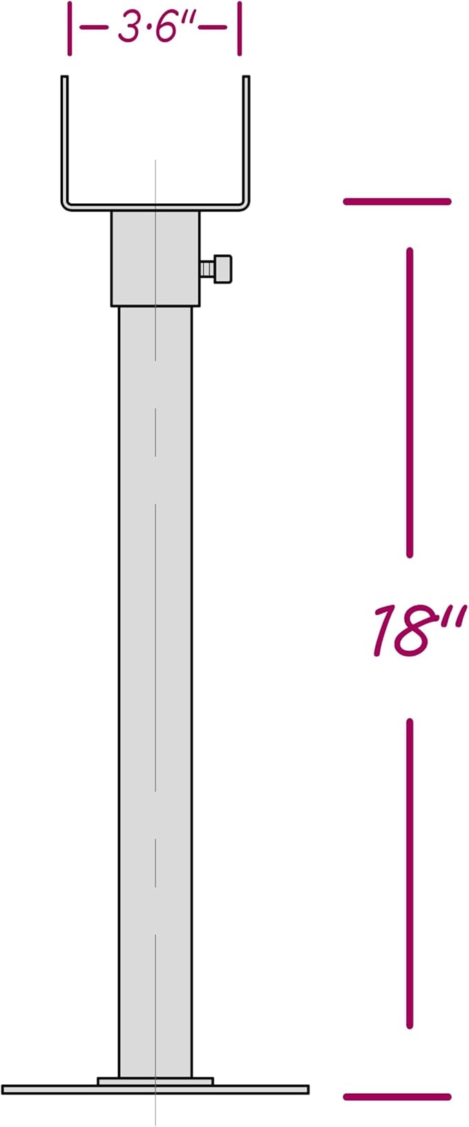 1Pack 3.6" Saddle Stainless Steel Roof Riser for Patio Pergola，18-1/4 Inches High，Black Finish